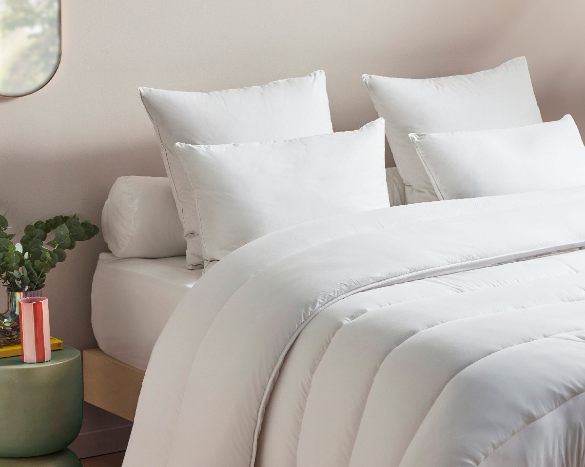 Mortreux Lot de 2 Oreillers Coton Percale Ferme - 50 x 70-1000grs - Toutes Saisons