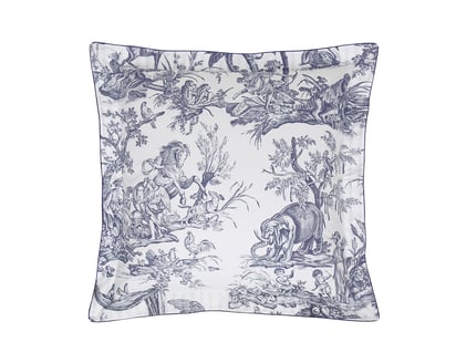 TAIE D'OREILLER 4 Continents · Blanc/Bleu