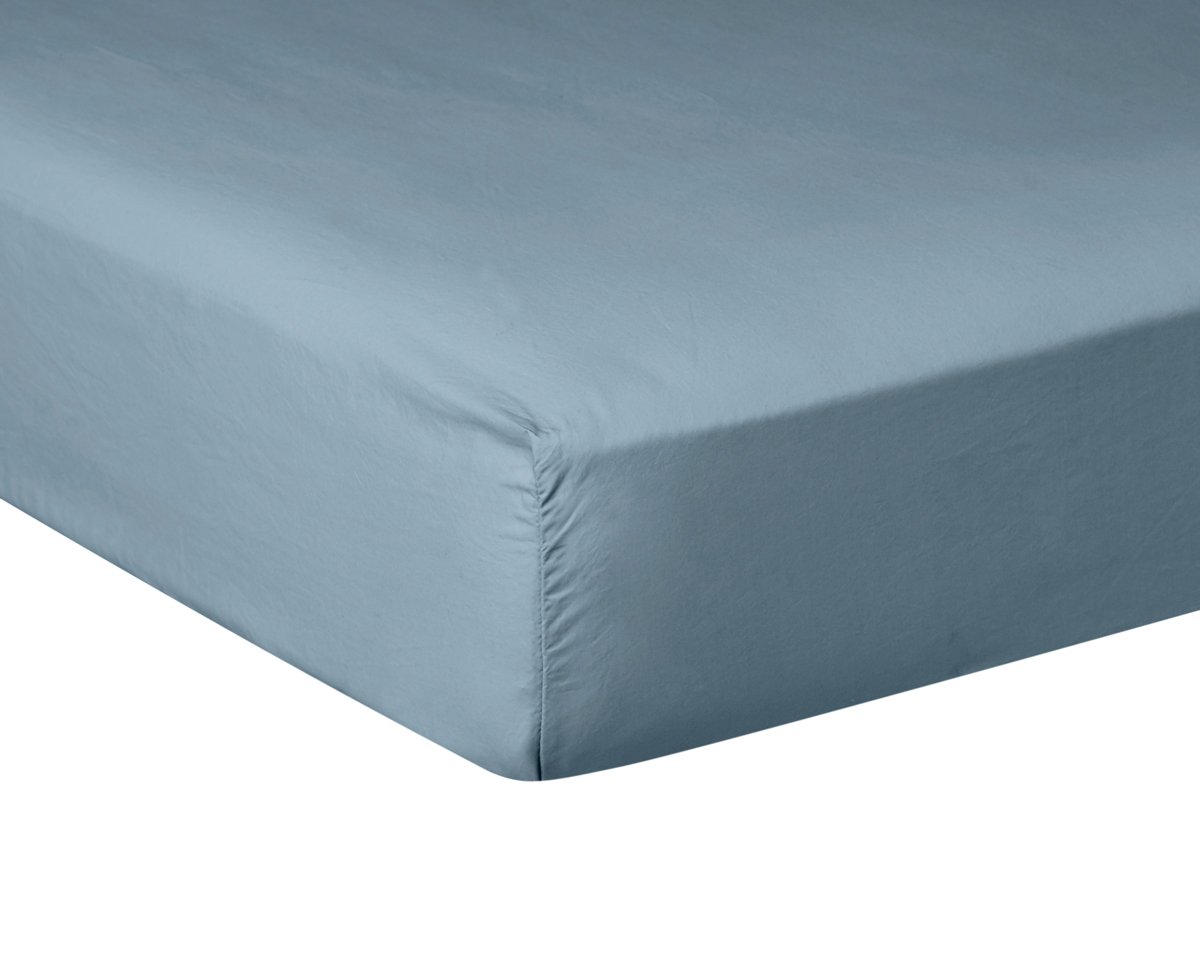 DRAP HOUSSE Pure White Percale Lavée · Blue