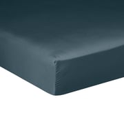 DRAP HOUSSE Pure White Satin Lavé · Midnight Blue