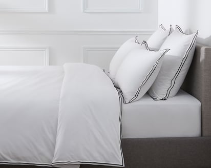 HOUSSE DE COUETTE Pure White Percale Lavée · Blanc · Finition Noire