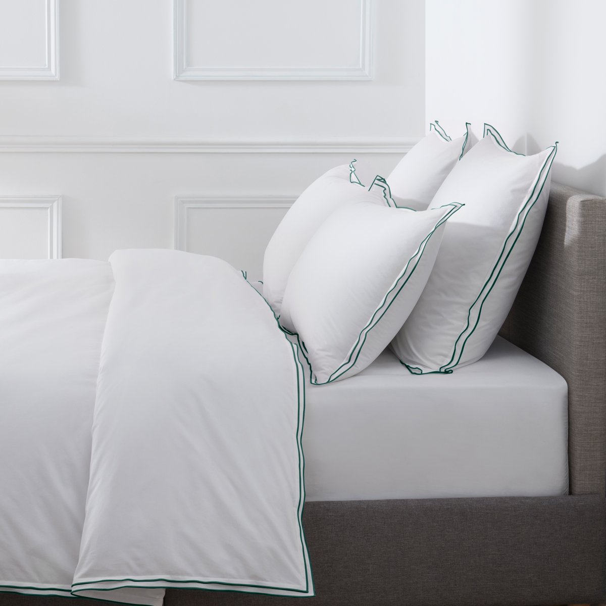 HOUSSE DE COUETTE Pure White Percale Lavée · Blanc · Finition Menthe