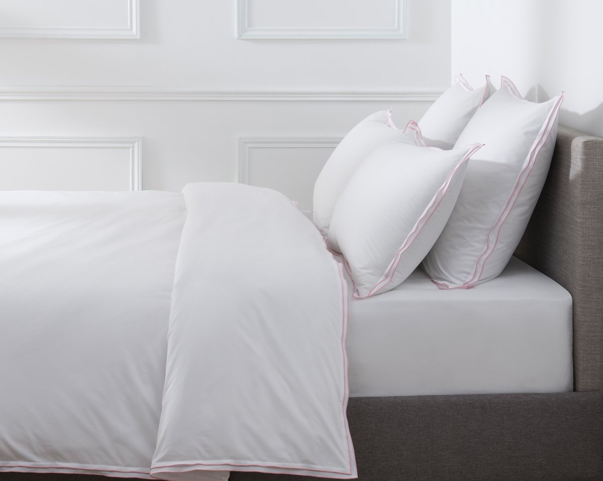 anne de solène HOUSSE DE COUETTE Pure White Percale Lavée · Blanc · Finition Blush
