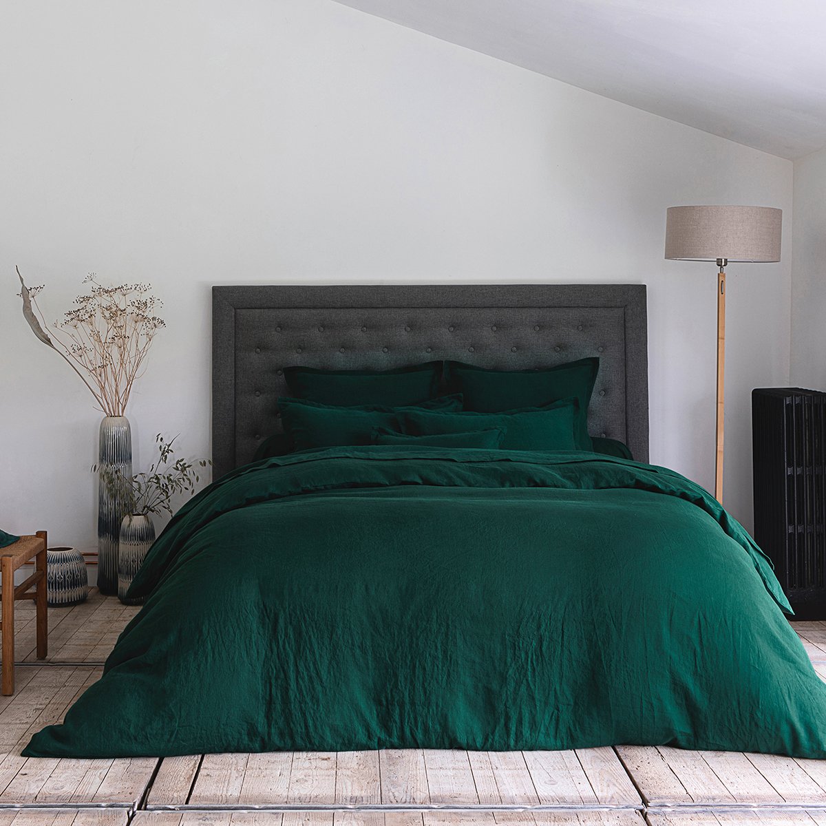 HOUSSE DE COUETTE Lin Lavé Lina · Vert Sapin