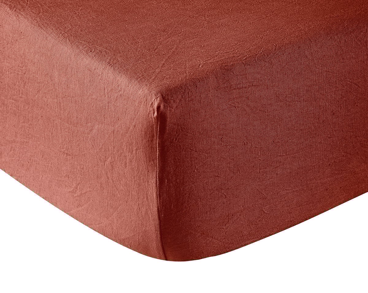anne de solène DRAP HOUSSE Lin Lavé Lina · Terracotta