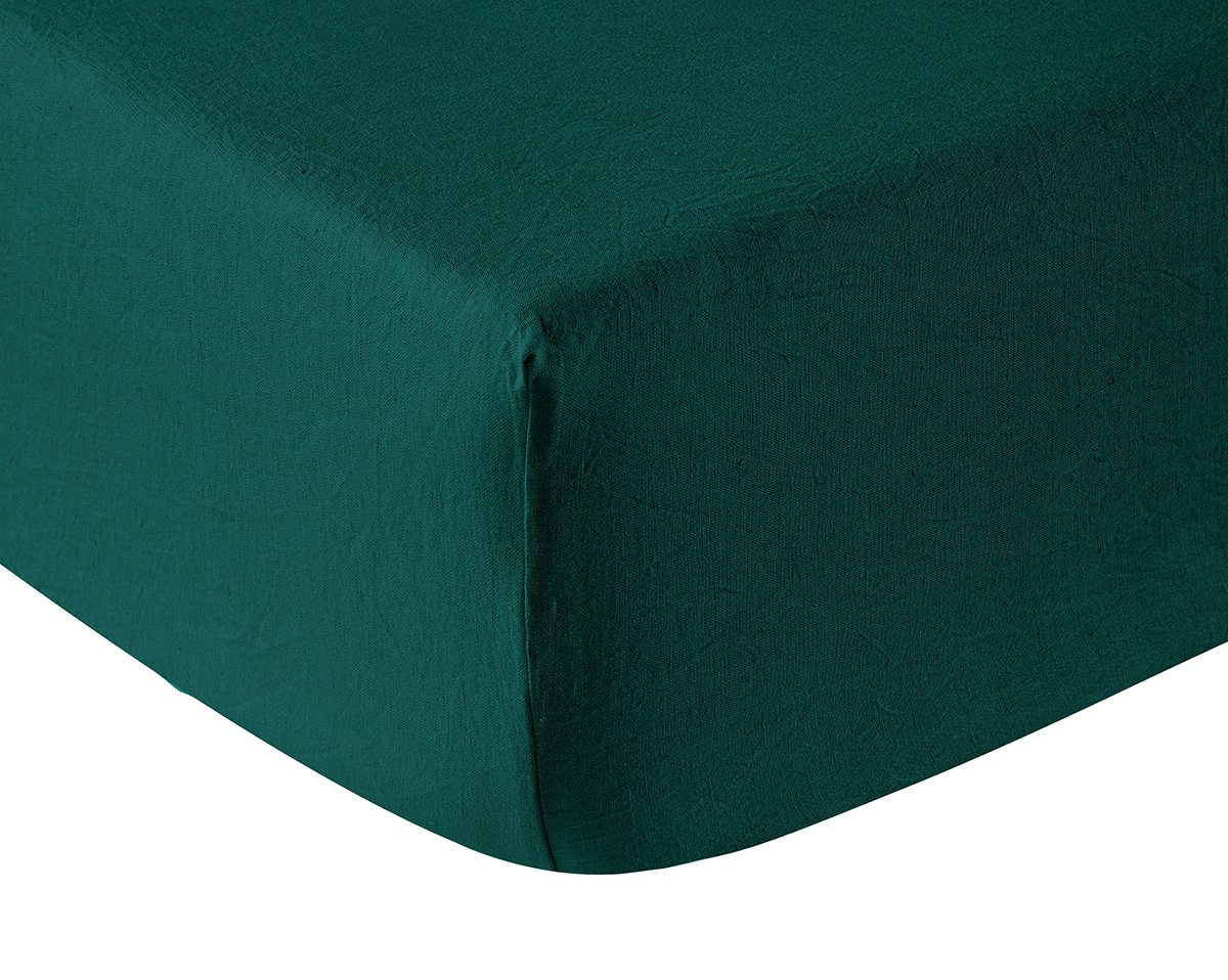 DRAP HOUSSE Lin Lavé Lina · Vert Sapin