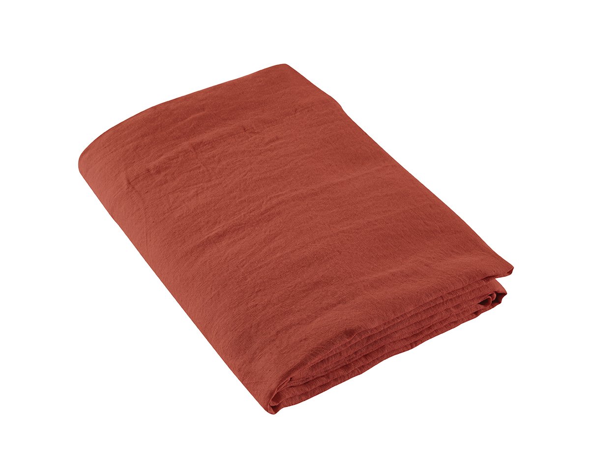 anne de solène DRAP PLAT Lin Lavé Lina · Terracotta