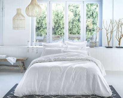 Drap Plat Conte En Satin De Coton Bio Par Anne De Solène - Motif Jardin Tropical - 240x295 Ou 270x295 Cm