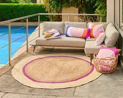 TAPIS EXTERIEUR Clarisse · Naturel/fushia