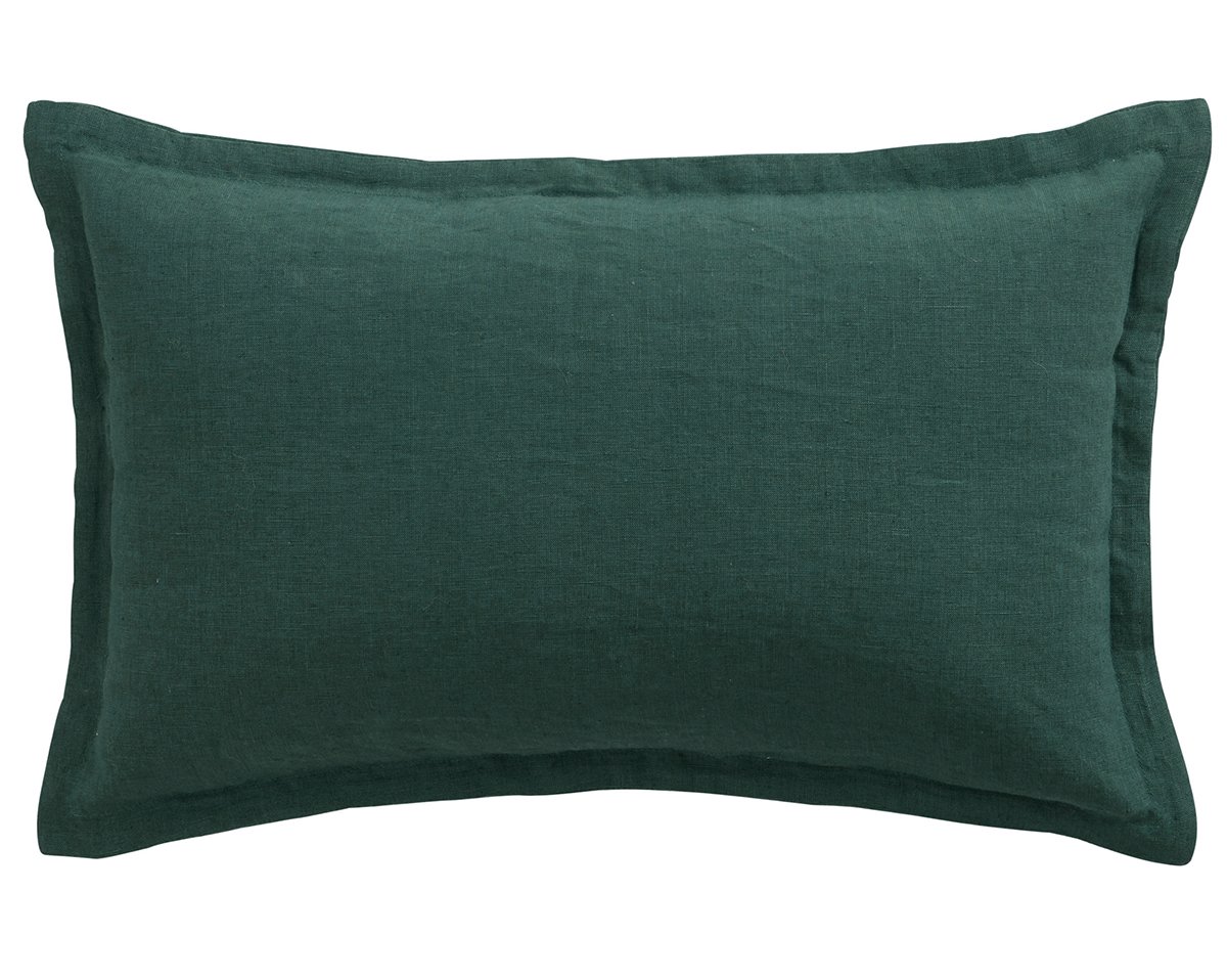 anne de solène COUSSIN LIN LAVE Rectangulaire · Vert Sapin