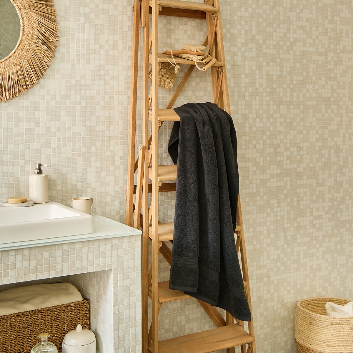 DRAP DE DOUCHE Nahia · Noir