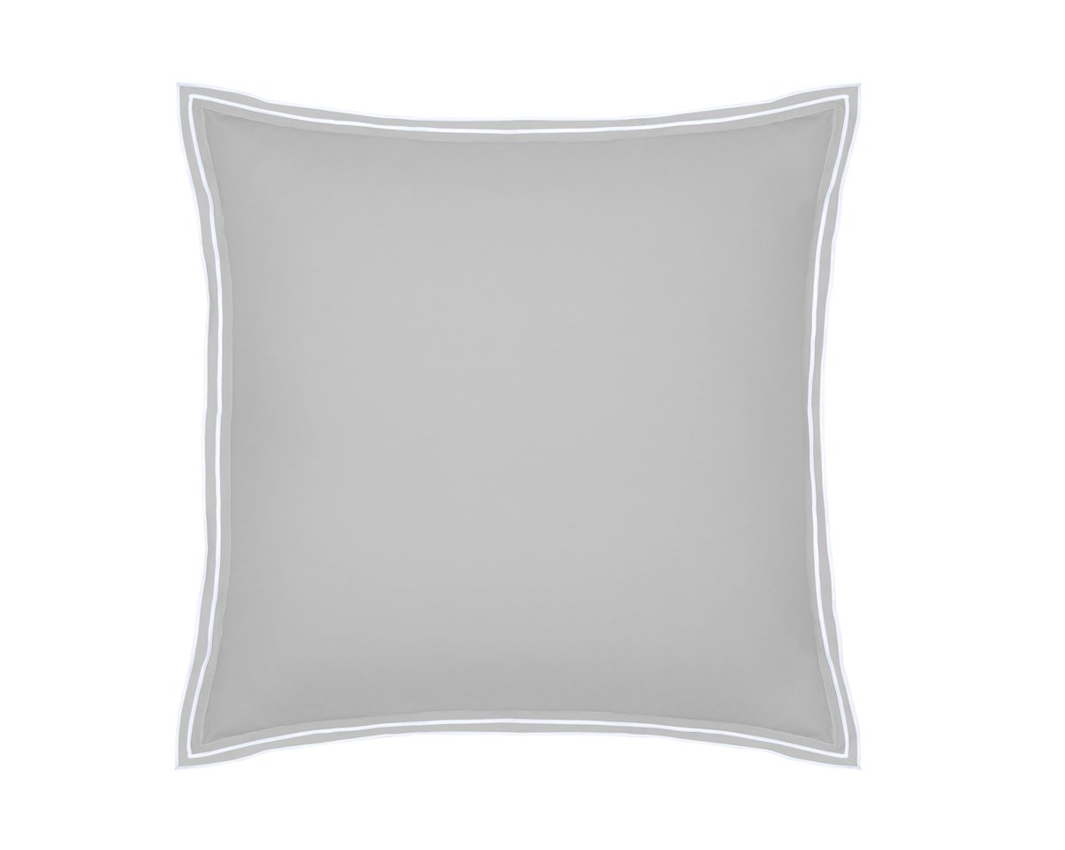 TAIE D'OREILLER Pure White Percale Lavée · Light Grey  · Finition White