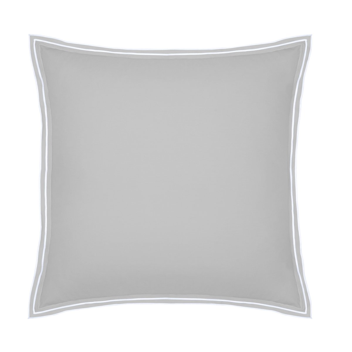 TAIE D'OREILLER Pure White Percale Lavée · Light Grey  · Finition White