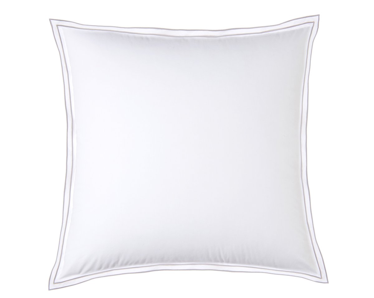anne de solène TAIE D'OREILLER Pure White Percale Lavée · Blanc · Finition Grise Claire