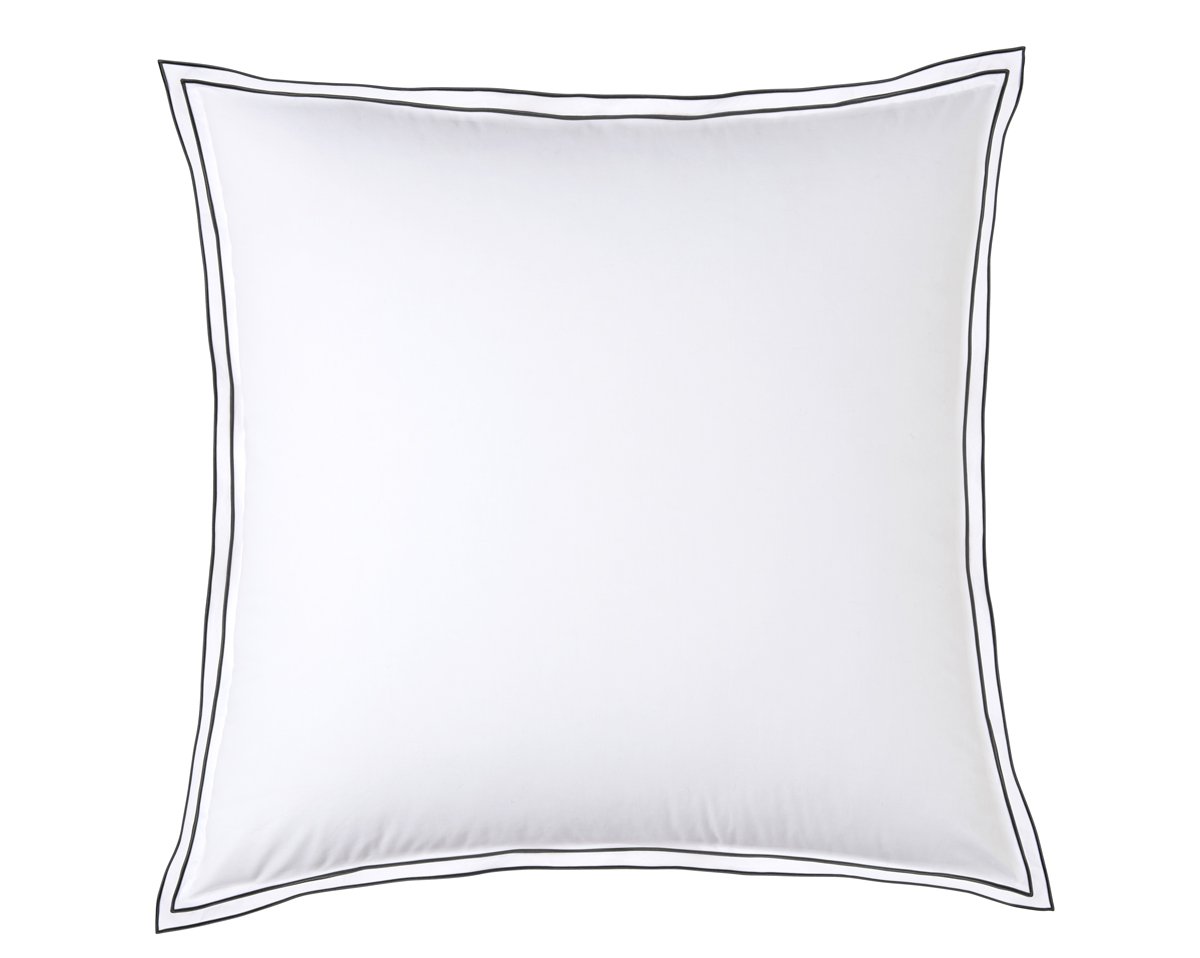 TAIE D'OREILLER Pure White Percale Lavée · Blanc · Finition Noire