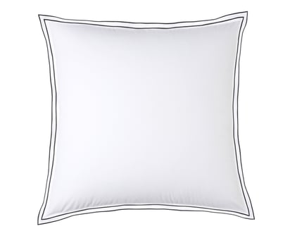TAIE D'OREILLER Pure White Percale Lavée · Blanc · Finition Noire