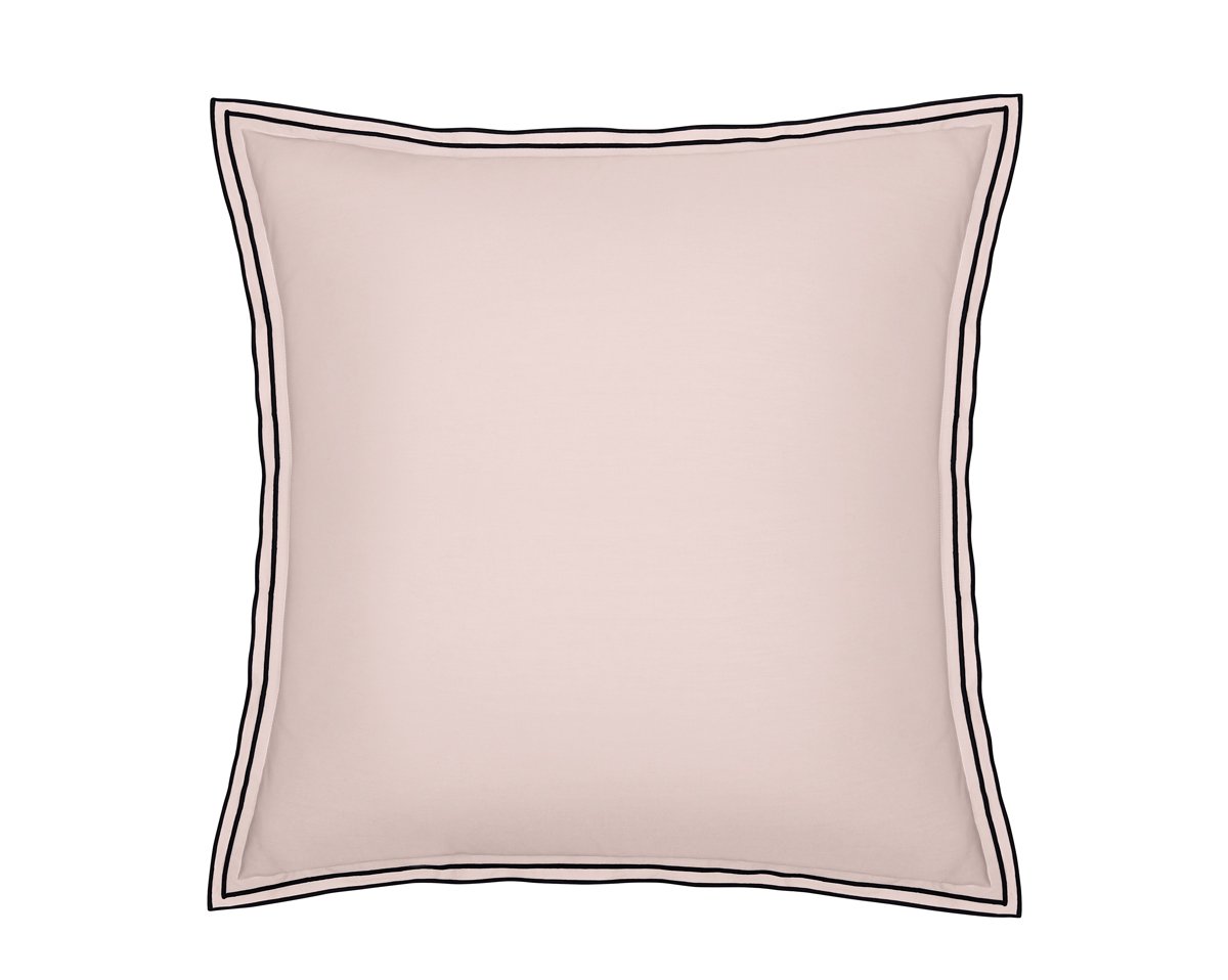 anne de solène TAIE D'OREILLER Pure White Percale Lavée · Pink · Finition Black