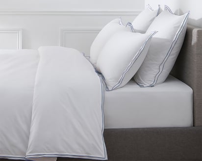 HOUSSE DE COUETTE Pure White Percale Lavée · Blanc · Finition Denim