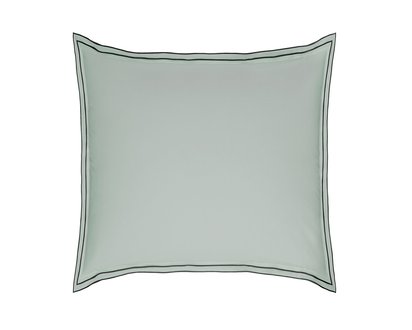 TAIE D'OREILLER Pure White Percale Lavée · Light Green · Finition Black