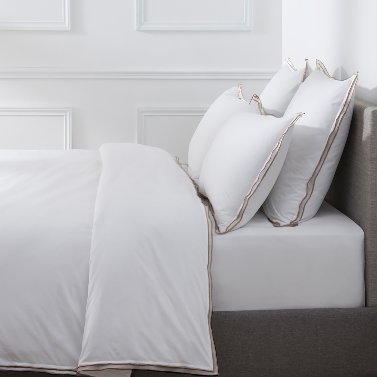HOUSSE DE COUETTE Pure White Percale Lavée · Blanc · Finition Mokka