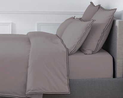 HOUSSE DE COUETTE Pure White Percale Lavée · Cocoa · Finition Black