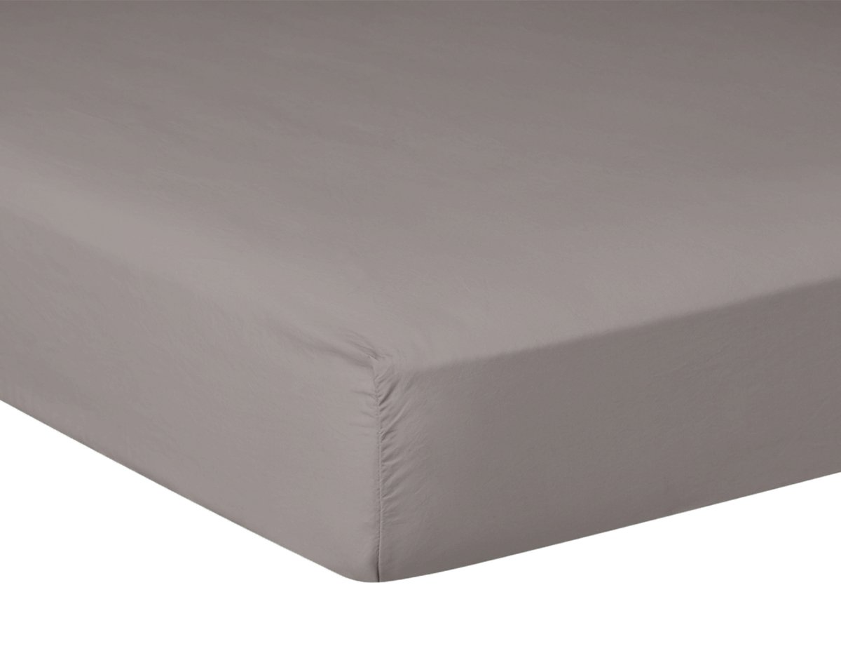 anne de solène DRAP HOUSSE Pure White Percale Lavée · Cocoa