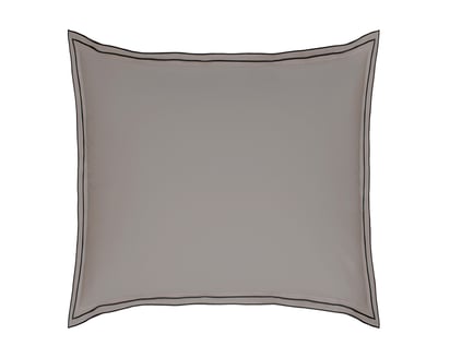 TAIE D'OREILLER Pure White Percale Lavée · Cocoa · Finition Black