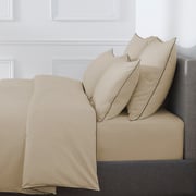 HOUSSE DE COUETTE Pure White Satin Lavé · Sand · Finition Black