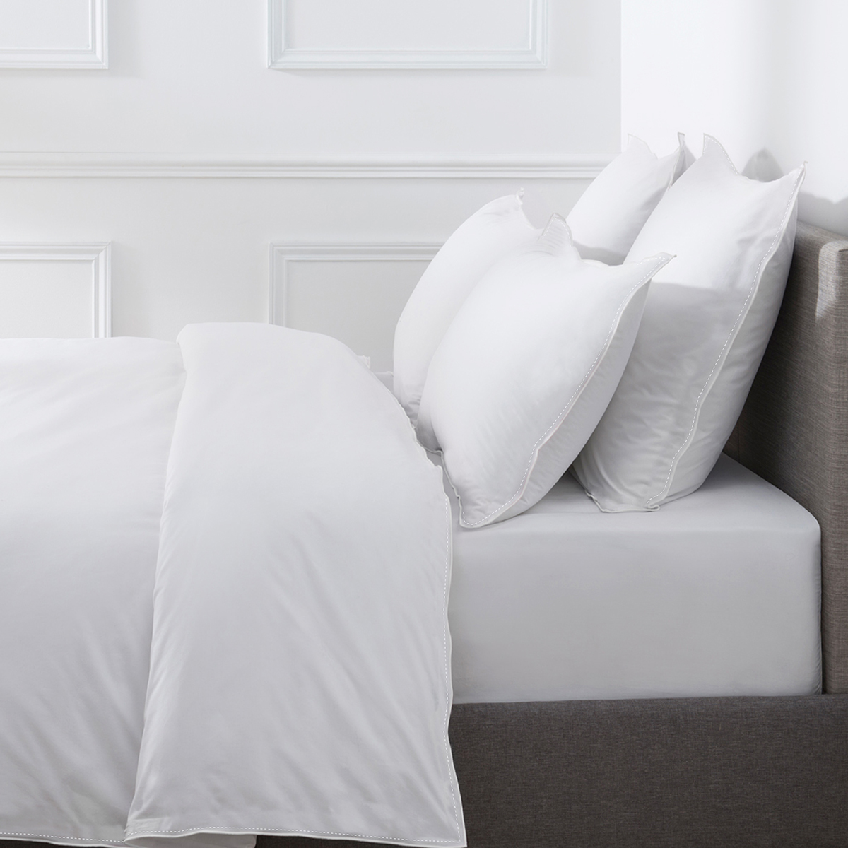 HOUSSE DE COUETTE Pure White Satin Lavé Blanc · Finition Blanc