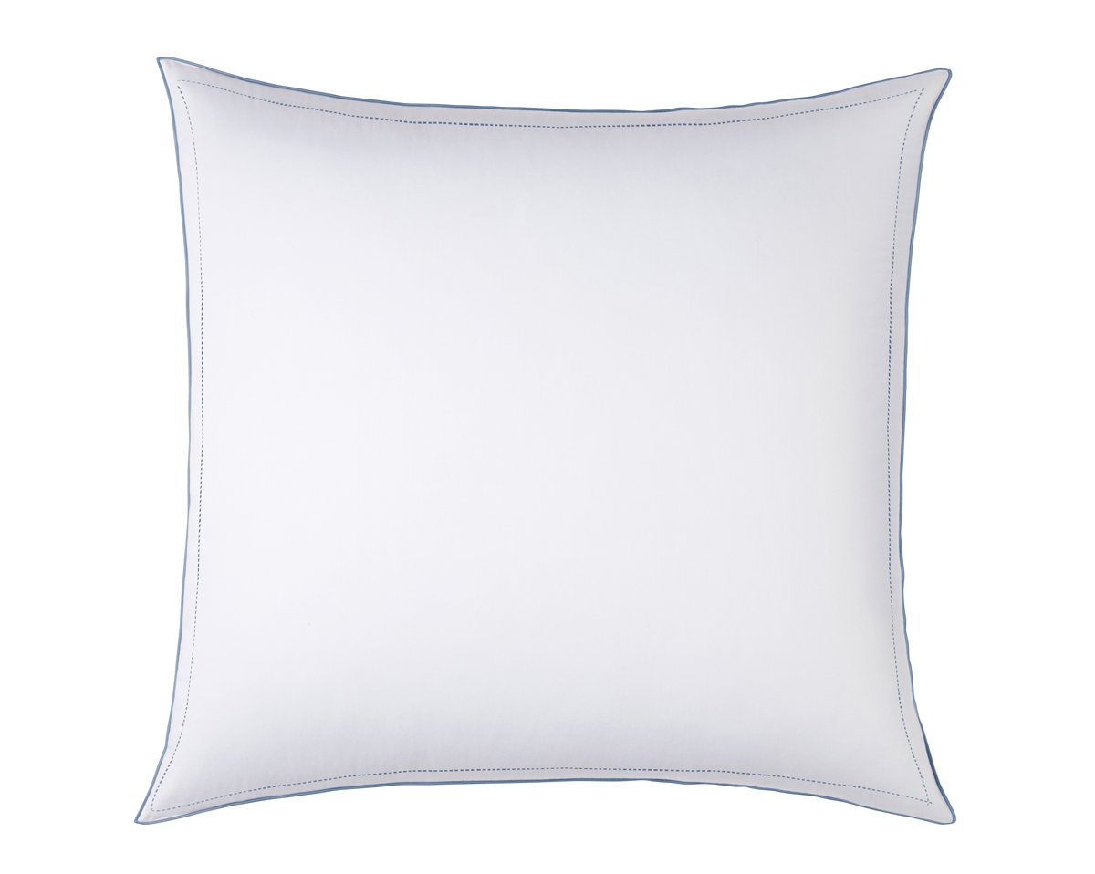 anne de solène TAIE D'OREILLER Pure White Satin Lavé · Blanc · Finition Denim