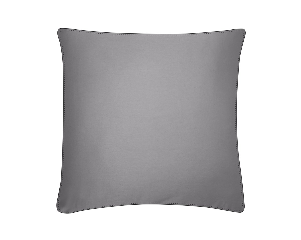 TAIE D'OREILLER Pure White Satin Lavé · Stone · Finition Black