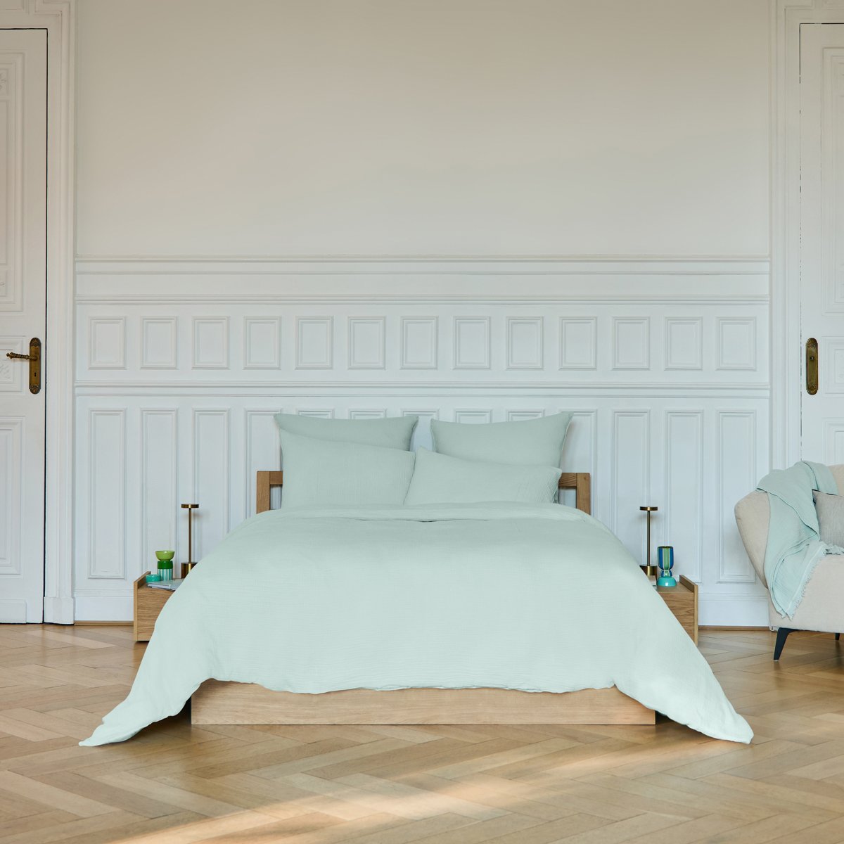 Housse de couette Arielle · Céladon