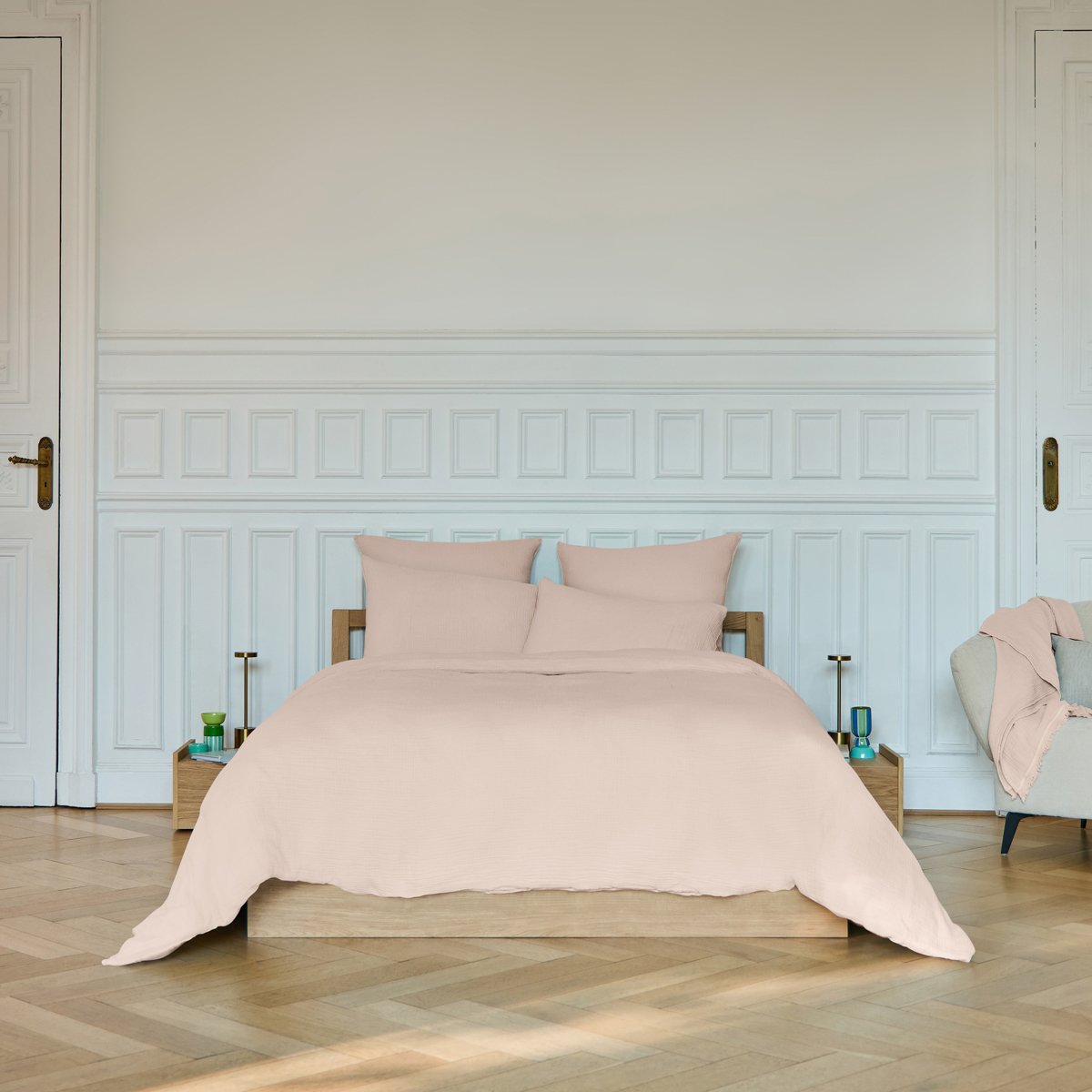 Housse de couette Arielle · Rose poudré