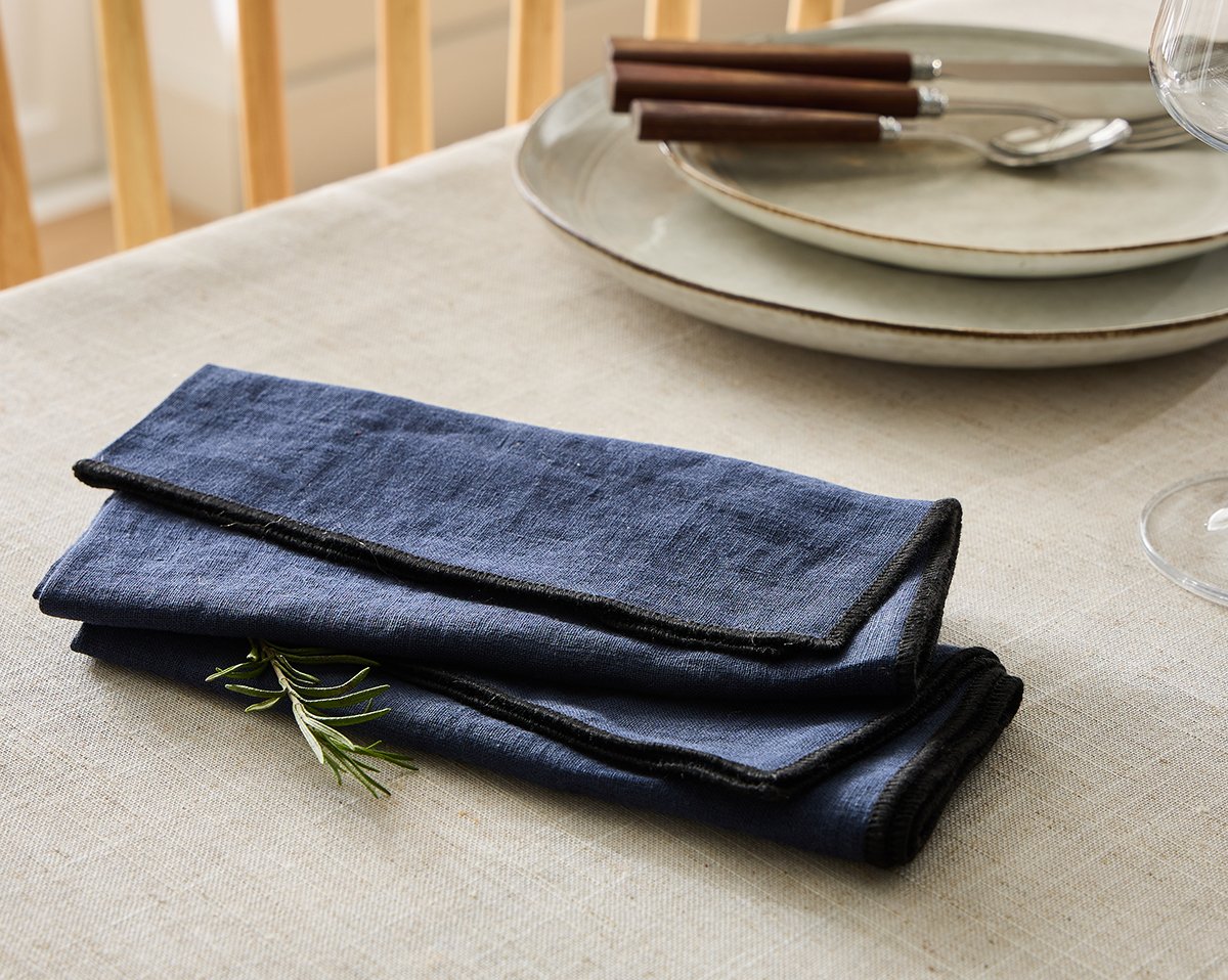 LOT DE 2 SERVIETTES DE TABLE Brunelle ·  Bleu Marine