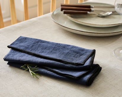 LOT DE 2 SERVIETTES DE TABLE Brunelle · Bleu Marine